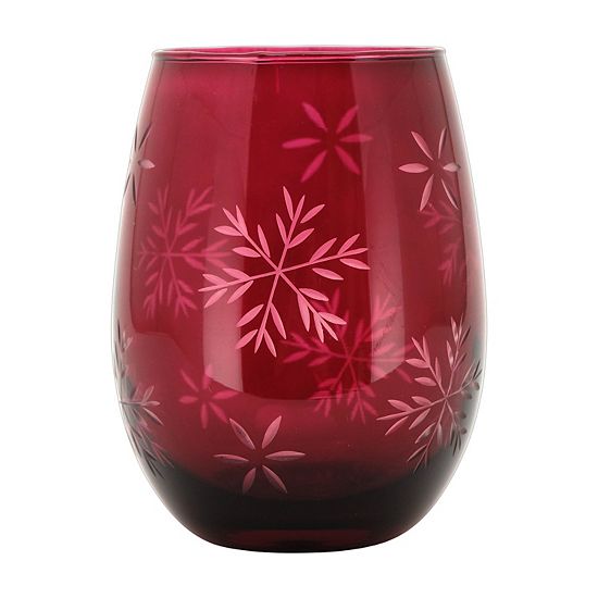 St. Nicholas Square Snowflake Engraved Stemless Wine Glass