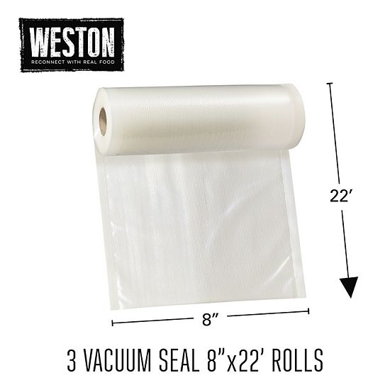 Weston 3-Pack 8" X 22' Vacuum Sealer Bag Rolls