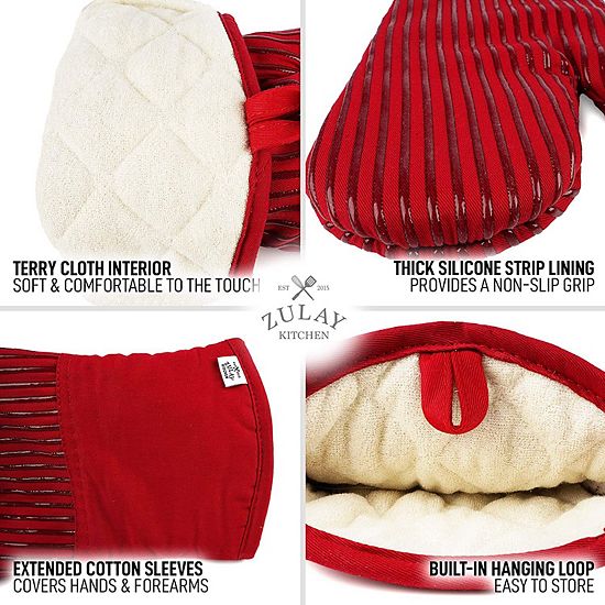Zulay Kitchen Flexible Cotton Lined With Heat Resistant Silicone Oven Mitts