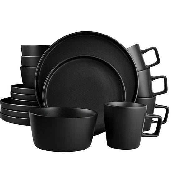 Zulay Kitchen Terra Plates And Bowls Sets, 16 Piece Modern Stoneware Dinnerware - Dish Set For 4