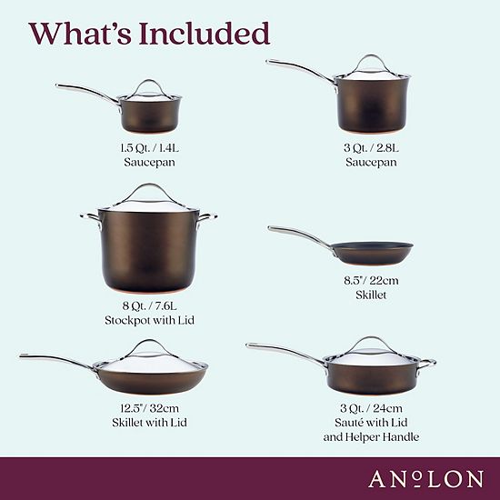  Anolon Nouvelle 11-pc. Copper Luxe Hard-Anodized Nonstick Cookware Set