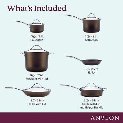  Anolon Nouvelle 11-pc. Copper Luxe Hard-Anodized Nonstick Cookware Set