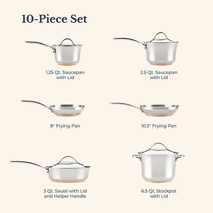  Anolon Nouvelle Copper Stainless Steel 10-pc. Cookware Set