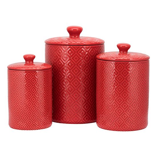  10 Strawberry Street Diamond Embossed 3-pc. Ceramic Canister Set