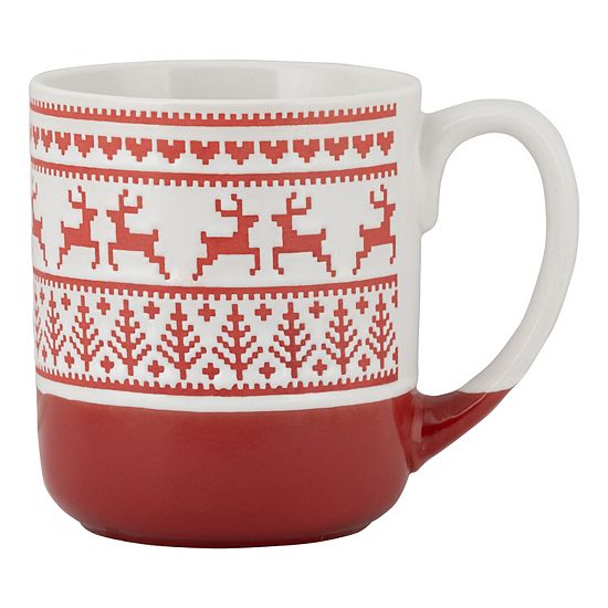  10 Strawberry Street 4-pc. Reindeer Sweater Embossed Mug Set