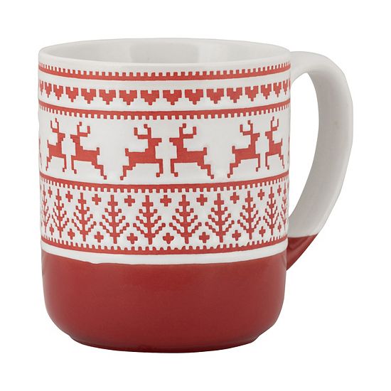  10 Strawberry Street 4-pc. Reindeer Sweater Embossed Mug Set