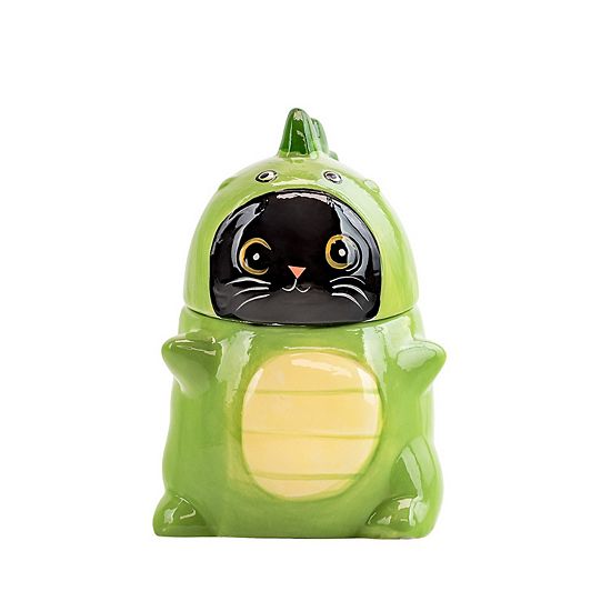 10 Strawberry Street Dino Cat Ceramic Cookie Jar