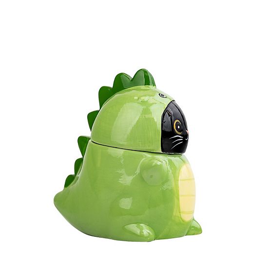  10 Strawberry Street Dino Cat Ceramic Cookie Jar