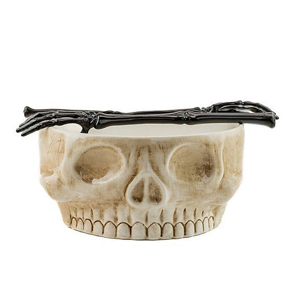  10 Strawberry Street Skull Serving Bowl With Skeleton Forks