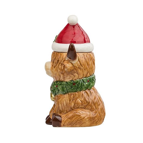  10 Strawberry Street Festive Highland Cow Cookie Jar