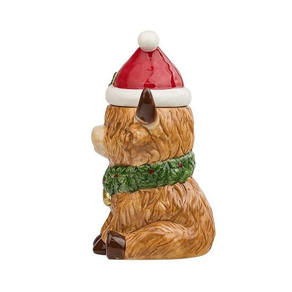  10 Strawberry Street Festive Highland Cow Cookie Jar