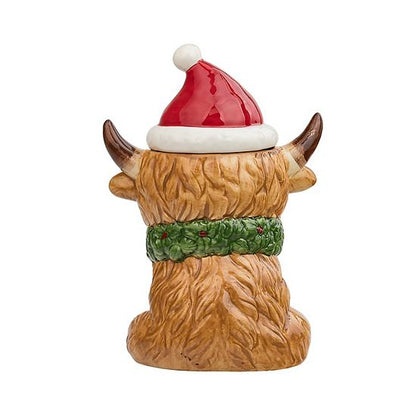  10 Strawberry Street Festive Highland Cow Cookie Jar