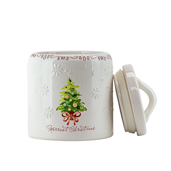 10 Strawberry Street Set Of 2 Ceramic Holiday Canisters With Embossed Details