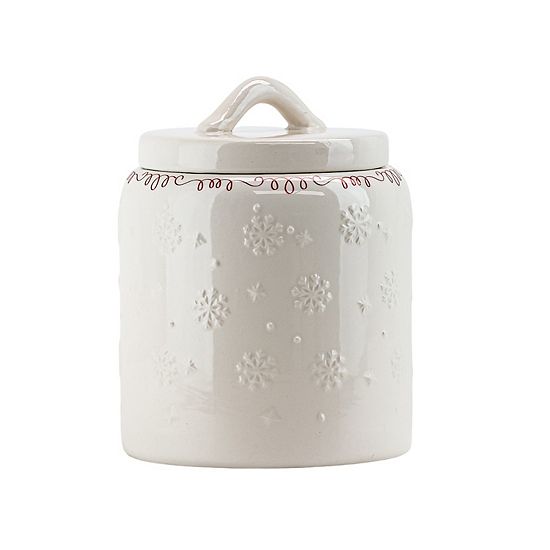  10 Strawberry Street Set Of 2 Ceramic Holiday Canisters With Embossed Details