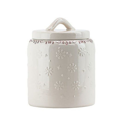 10 Strawberry Street Set Of 2 Ceramic Holiday Canisters With Embossed Details
