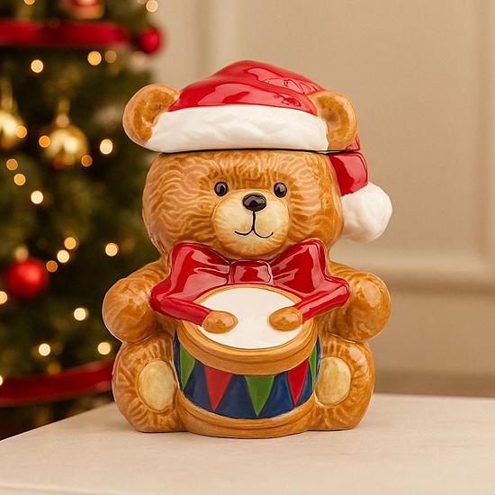  10 Strawberry Street Holiday Drummer Bear Cookie Jar