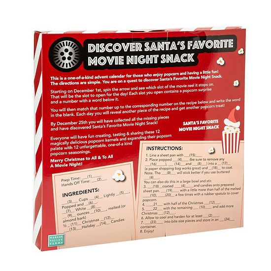  Wabash Valley Farms Santa’s Secret Popcorn Advent Calendar Whirley-Pop Popcorn Set