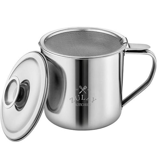  Zulay Kitchen Bacon Grease Container With Strainer, Lid And Handle