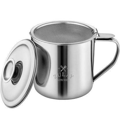  Zulay Kitchen Bacon Grease Container With Strainer, Lid And Handle