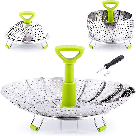  Zulay Kitchen Adjustable Vegetable Steamer Baskets For Cooking