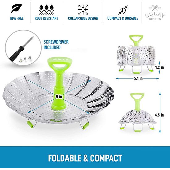  Zulay Kitchen Adjustable Vegetable Steamer Baskets For Cooking