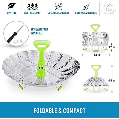  Zulay Kitchen Adjustable Vegetable Steamer Baskets For Cooking