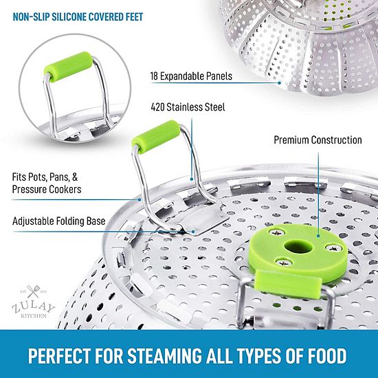  Zulay Kitchen Adjustable Vegetable Steamer Baskets For Cooking