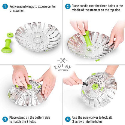  Zulay Kitchen Adjustable Vegetable Steamer Baskets For Cooking
