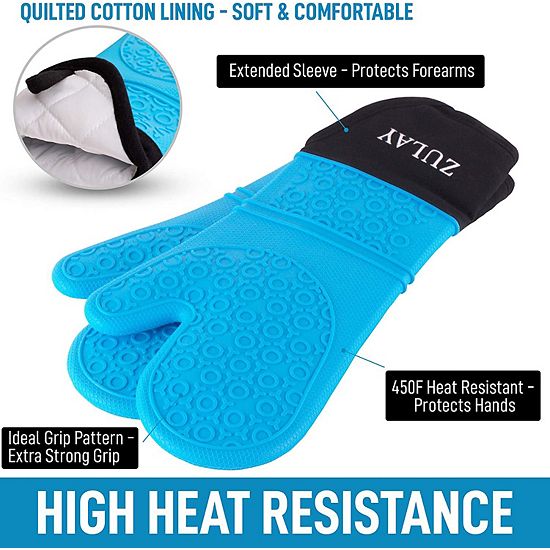  Zulay Kitchen Extra Long Silicone Oven Mitts