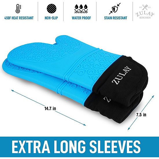  Zulay Kitchen Extra Long Silicone Oven Mitts