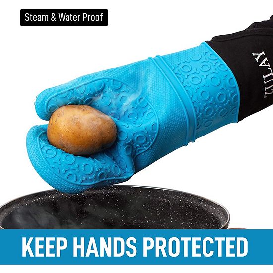  Zulay Kitchen Extra Long Silicone Oven Mitts