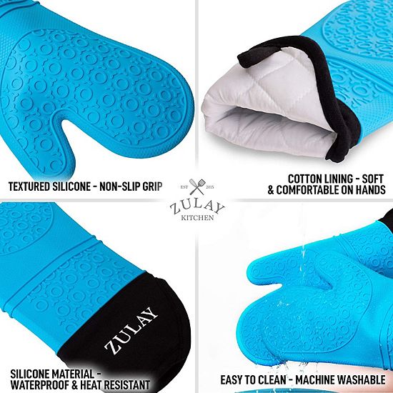  Zulay Kitchen Extra Long Silicone Oven Mitts