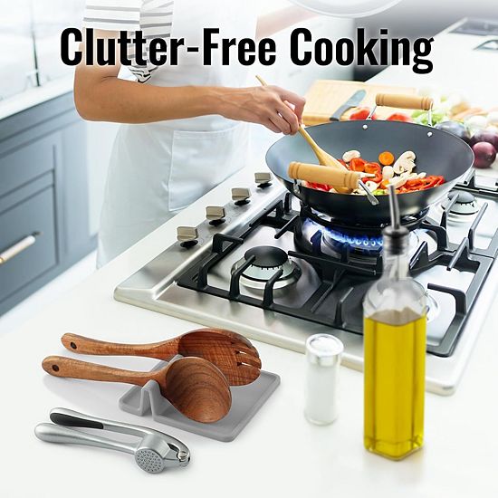  Zulay Kitchen Silicone Utensil Rest With Drip Pad For Multiple Utensils