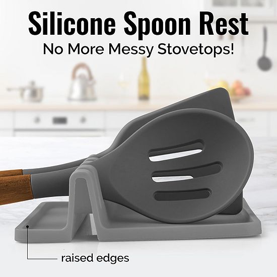  Zulay Kitchen Silicone Utensil Rest With Drip Pad For Multiple Utensils
