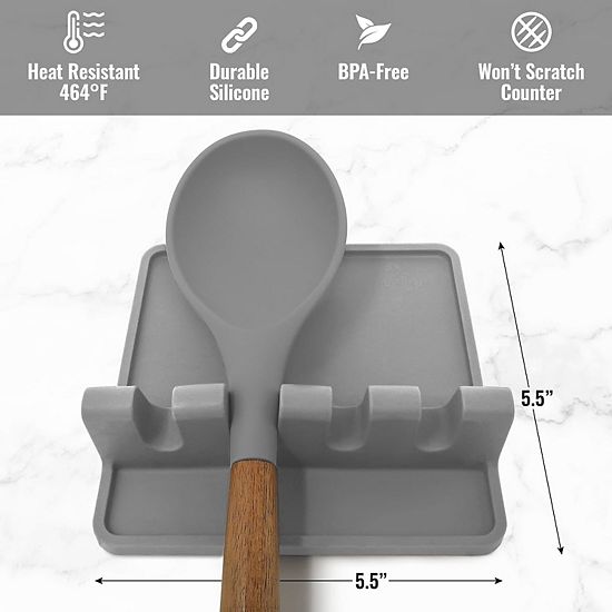  Zulay Kitchen Silicone Utensil Rest With Drip Pad For Multiple Utensils