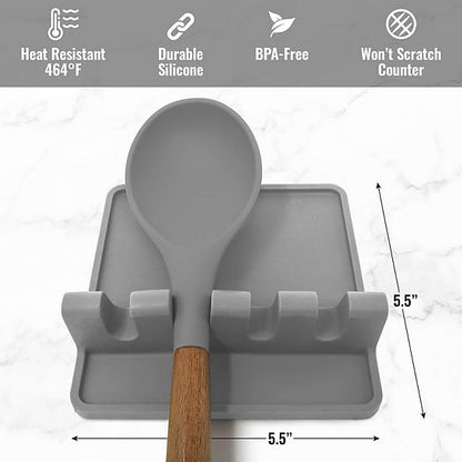  Zulay Kitchen Silicone Utensil Rest With Drip Pad For Multiple Utensils