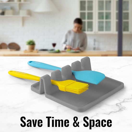  Zulay Kitchen Silicone Utensil Rest With Drip Pad For Multiple Utensils