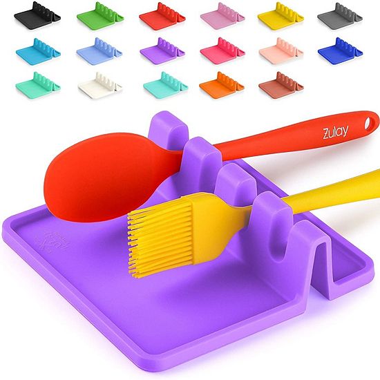  Zulay Kitchen Silicone Utensil Rest With Drip Pad For Multiple Utensils