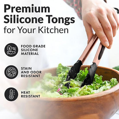  Zulay Kitchen Stainless Steel Kitchen Tongs With Silicone Tips - Se