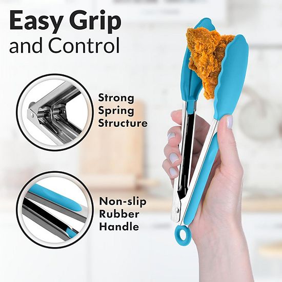  Zulay Kitchen Stainless Steel Kitchen Tongs With Silicone Tips - Se
