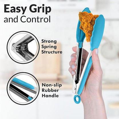  Zulay Kitchen Stainless Steel Kitchen Tongs With Silicone Tips - Se