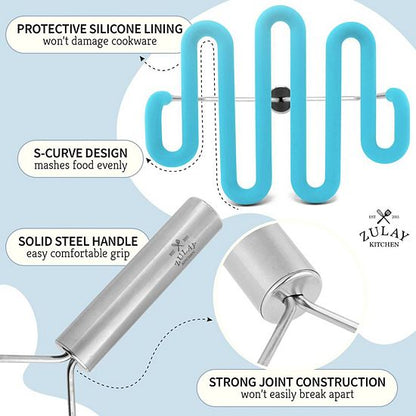  Zulay Kitchen Non-Scratch Potato Masher Kitchen Tool