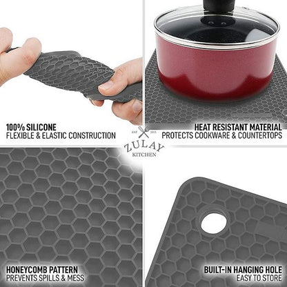  Zulay Kitchen Silicone Trivet Mat Set - 4 Pack