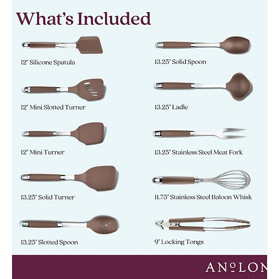  Anolon Tools & Gadgets SureGrip 10-pc. Kitchen Utensil Set