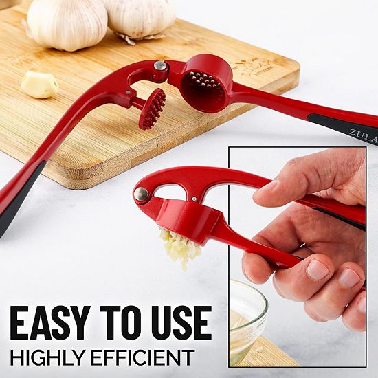  Zulay Kitchen Premium Garlic Press Set - Silicone Garlic Peeler & Brush