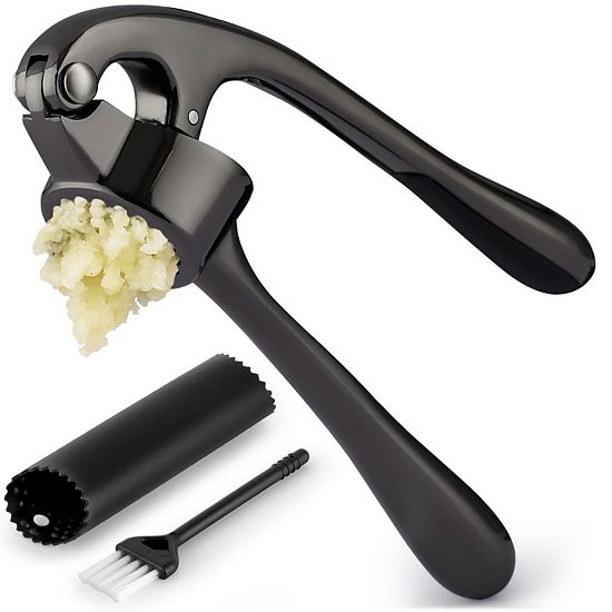  Zulay Kitchen Premium Garlic Press Set - Silicone Garlic Peeler & Brush