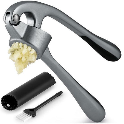  Zulay Kitchen Premium Garlic Press Set - Silicone Garlic Peeler & Brush