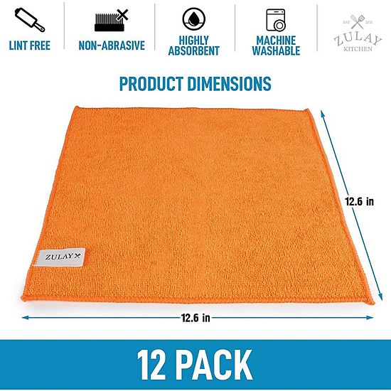  Zulay Kitchen 12 Pack Microfiber Cleaning Cloths