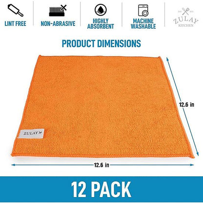 Zulay Kitchen 12 Pack Microfiber Cleaning Cloths