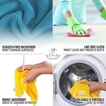  Zulay Kitchen 12 Pack Microfiber Cleaning Cloths